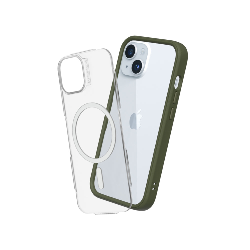 RHINOSHIELD Mod NX (MagSafe compatible) for iPhone 15 (with Rim, Button, Frame, Clear Back Plate)