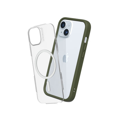 RHINOSHIELD Mod NX (MagSafe compatible) for iPhone 15 (with Rim, Button, Frame, Clear Back Plate)